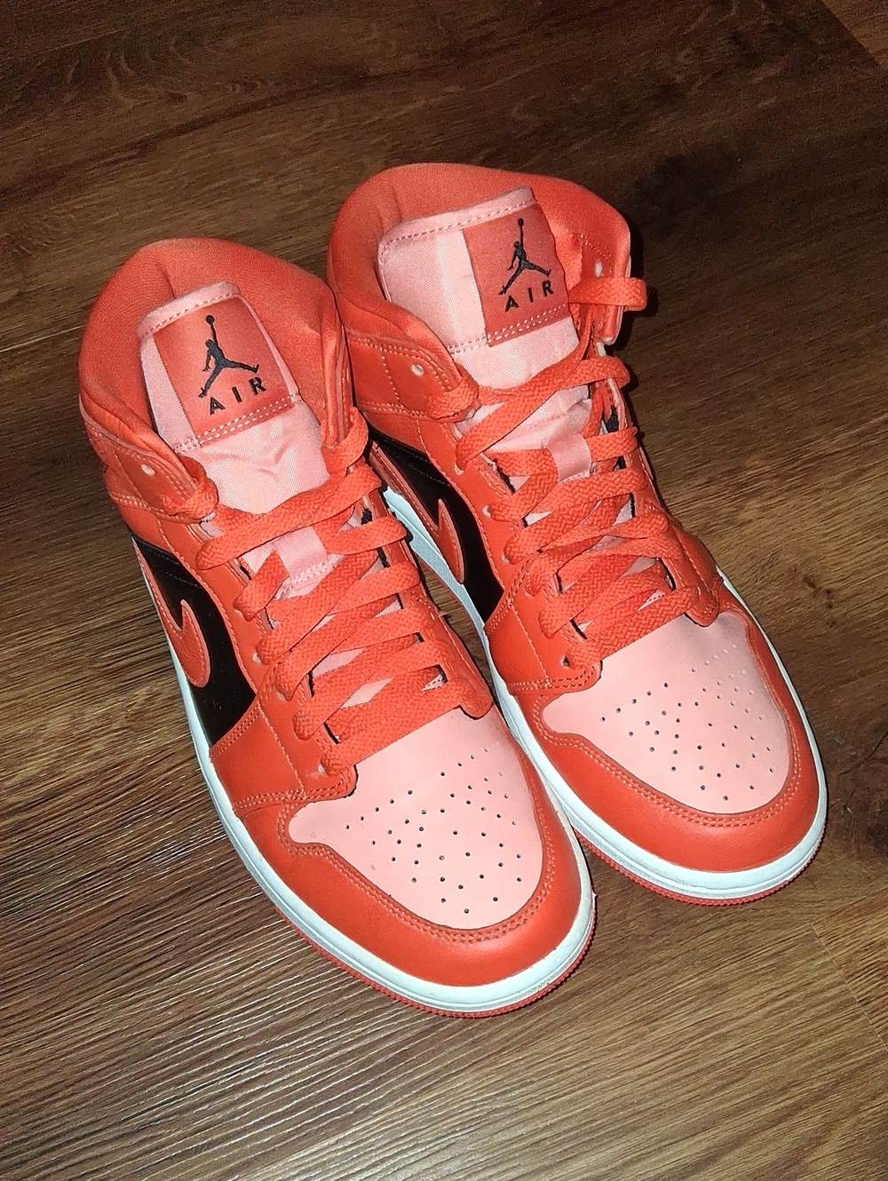 Jordan Women's Mid-Top Sneakers in Bright Orange and Black